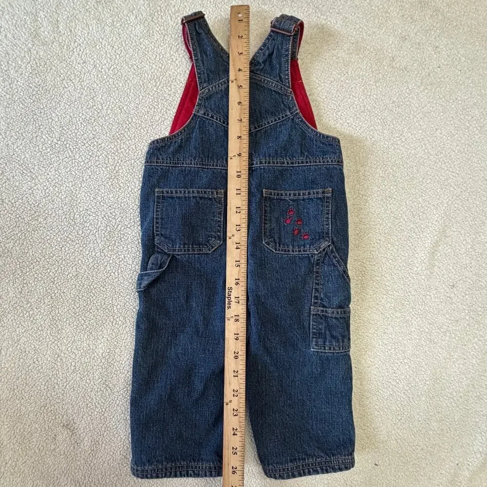 Vintage Gymboree Denim Overalls 12-18 Mos Toddler Fleece Lined Carpenter 2003